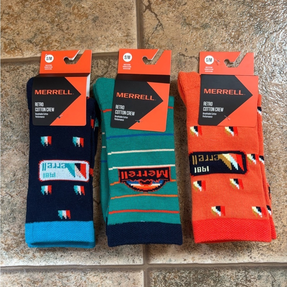 NWT Merrell *Bundle of 3 pairs* unisex-adult Retro Logo socks sz S/M
